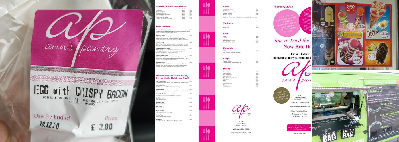 Ann's Pantry Catering Ltd Menu