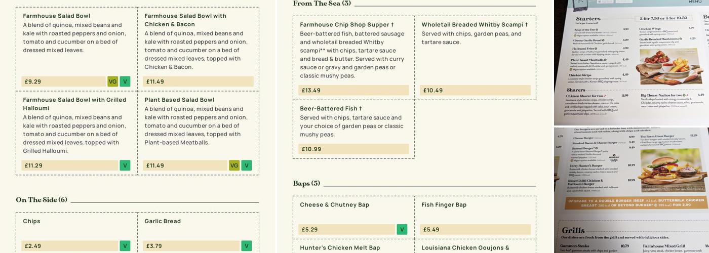 Rookery Wood Farm Menu