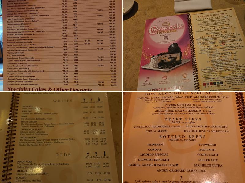 The Cheesecake Factory Menu