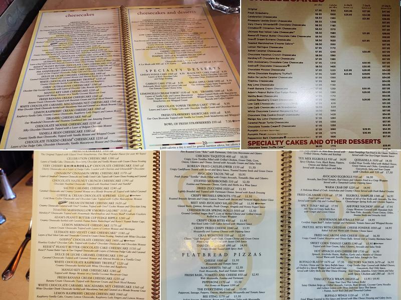The Cheesecake Factory Menu