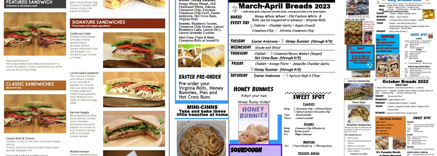 Great Harvest Bread Company Menu