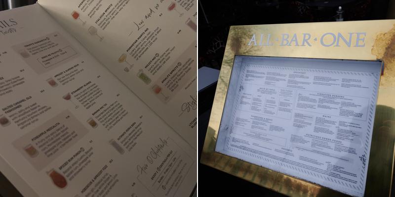 All Bar One Chester Menu