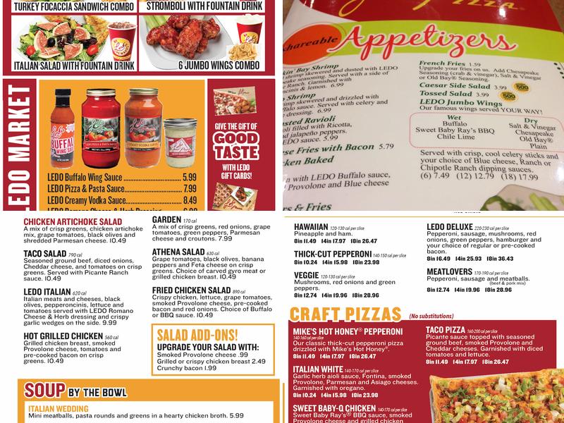 Ledo Pizza Marlow Heights, MD Menu