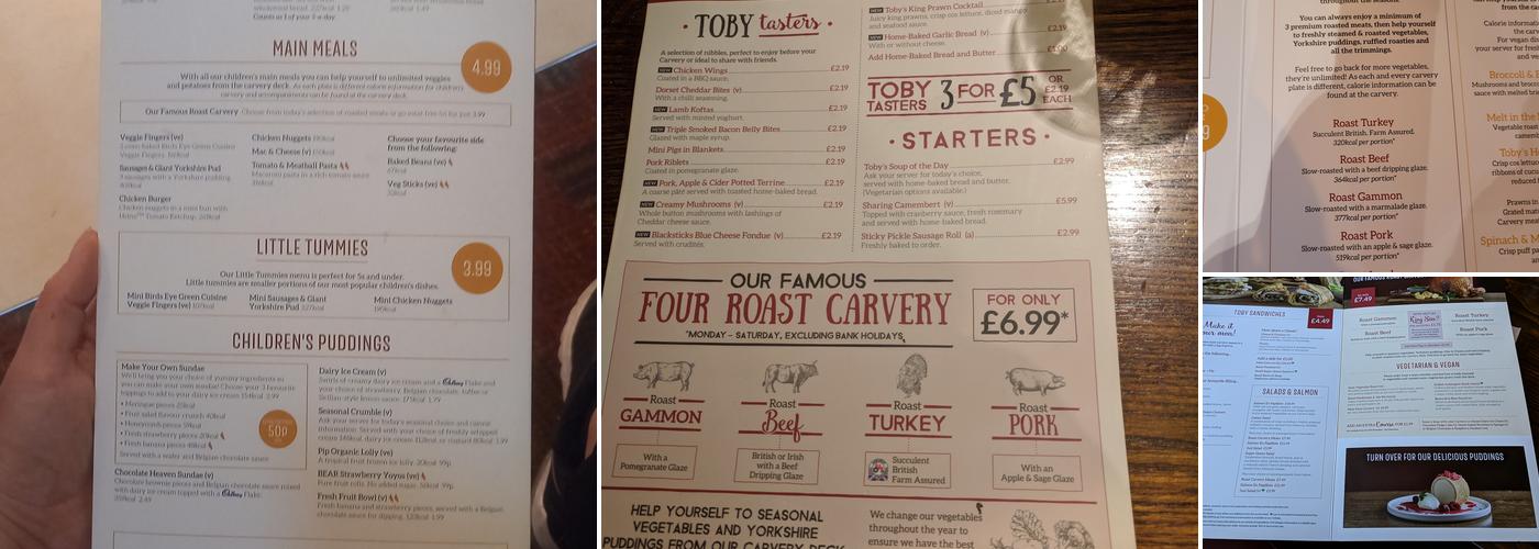 Toby Carvery Hoole Village Menu