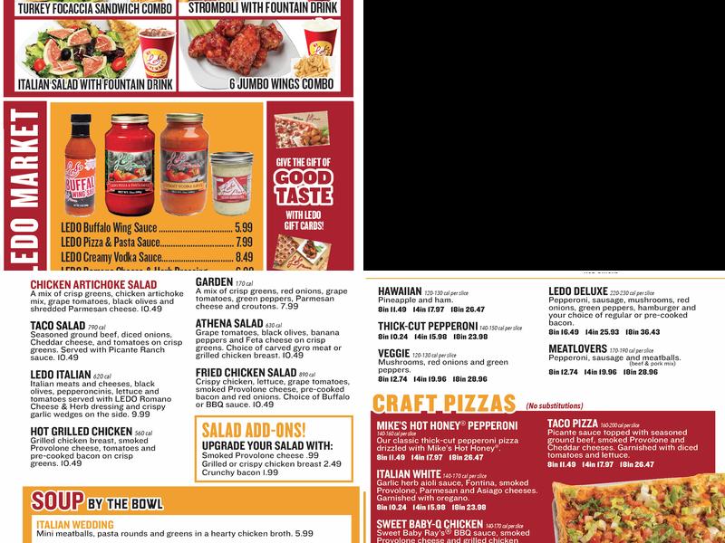 Ledo Pizza Menu