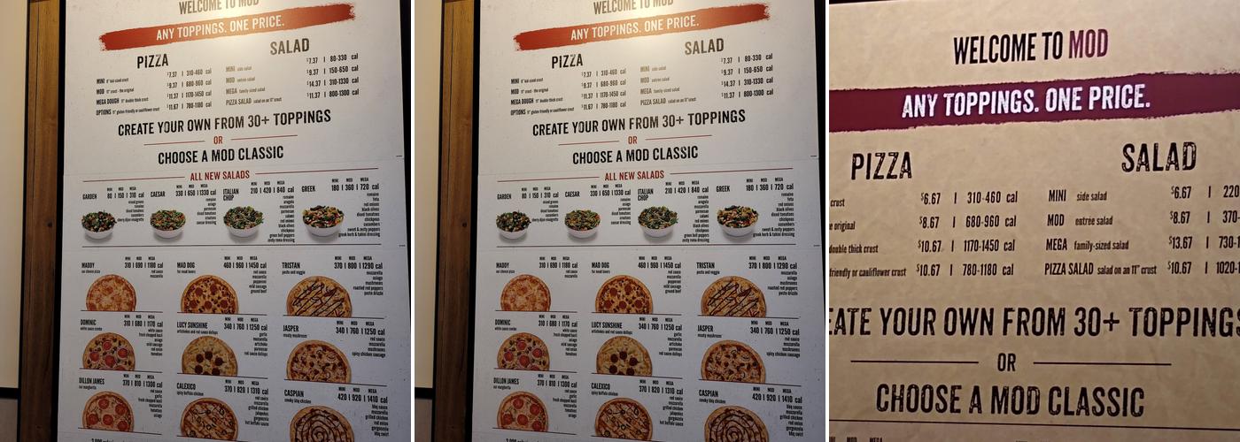 MOD Pizza Menu