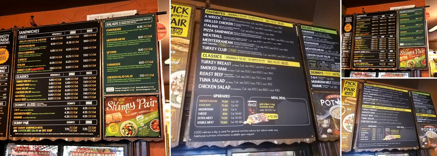 Potbelly Sandwich Shop Menu