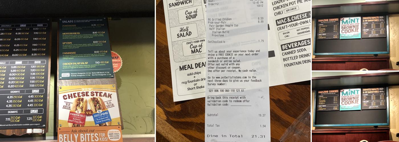 Potbelly Sandwich Shop Menu