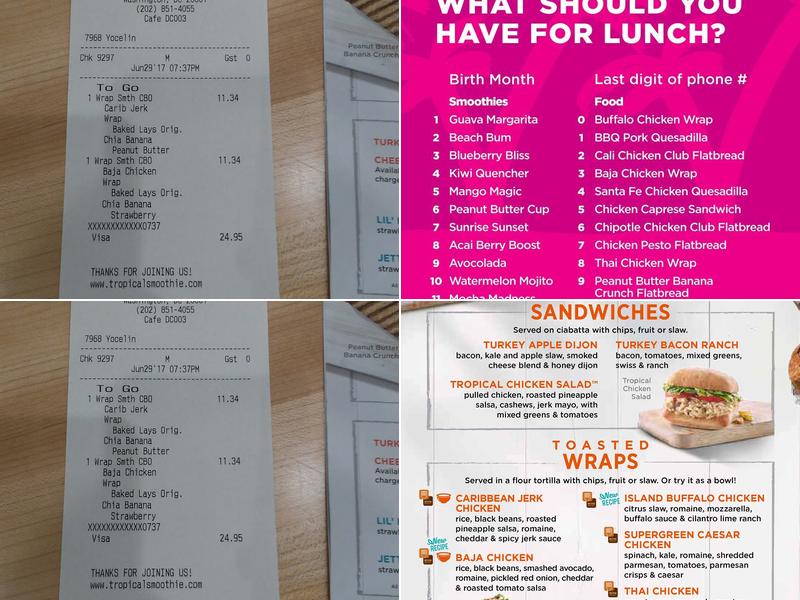 Tropical Smoothie Cafe Menu