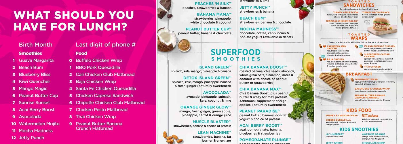 Tropical Smoothie Cafe Menu