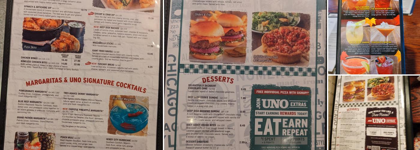 UNO Pizzeria & Grill Menu