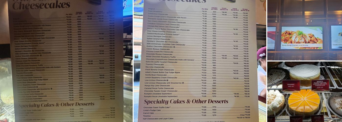The Cheesecake Factory Menu