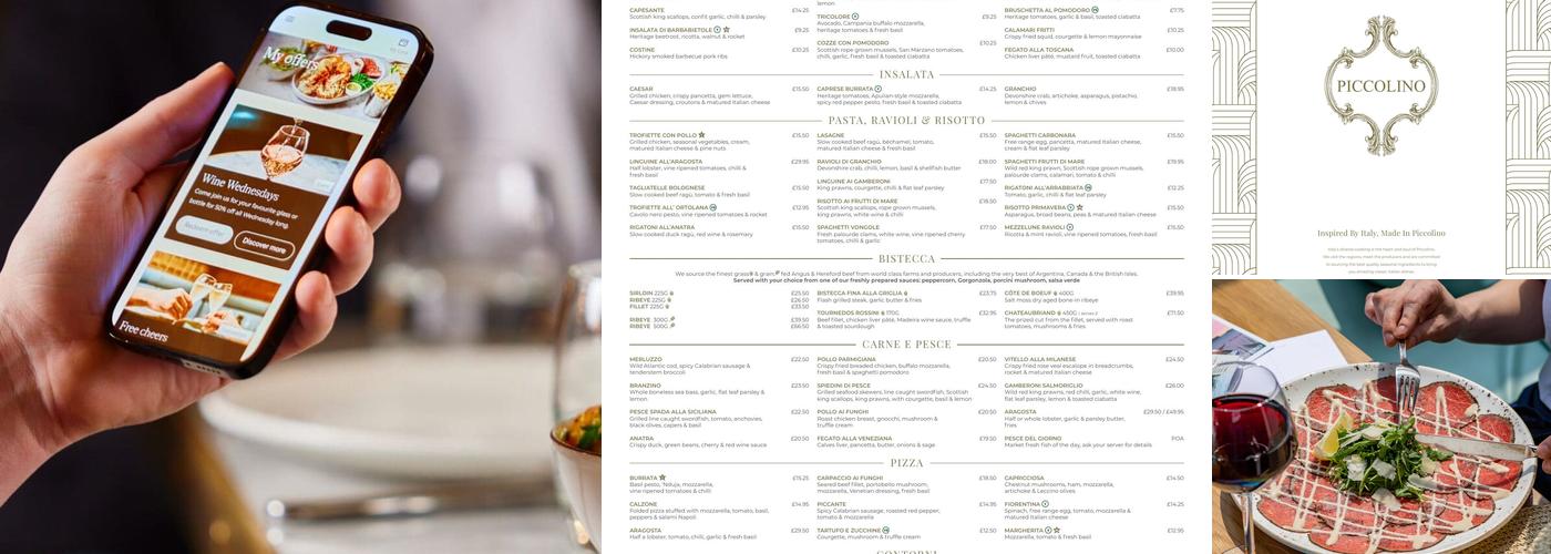 Piccolino Stockton Heath Menu