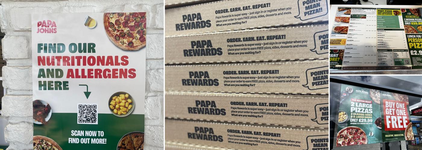 Papa Johns Pizza Menu