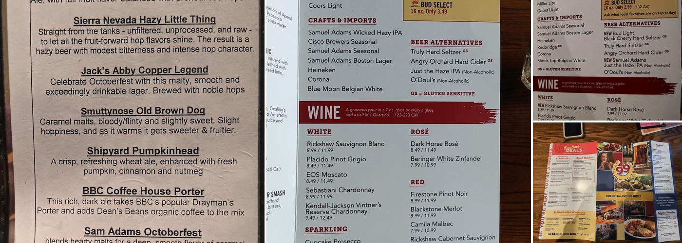 99 Restaurants Menu