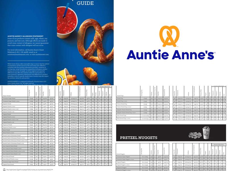 Auntie Anne's Menu