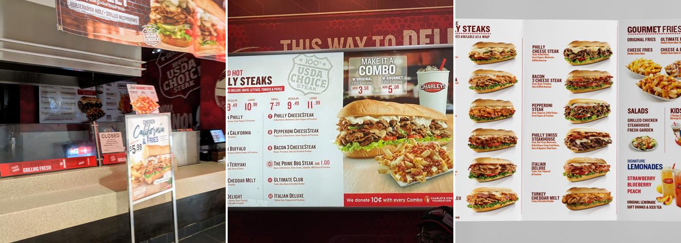 Charleys Cheesesteaks Menu