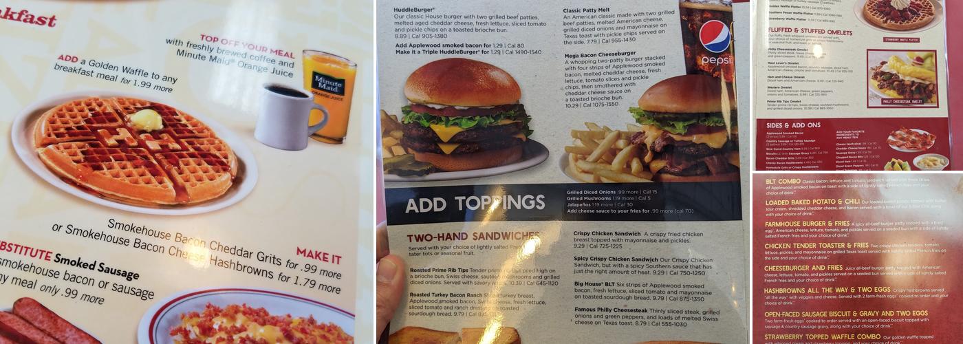 Huddle House Menu