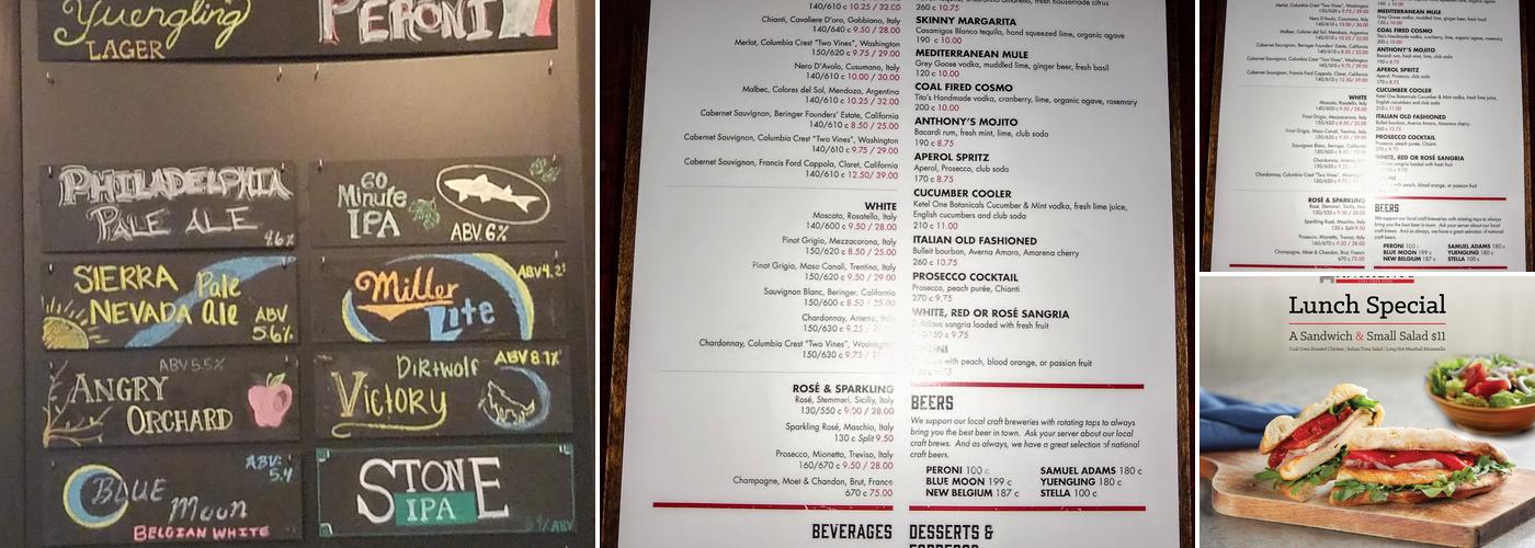 Anthony's Coal Fired Pizza & Wings Menu