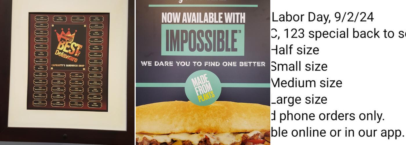 Capriotti's Sandwich Shop Menu