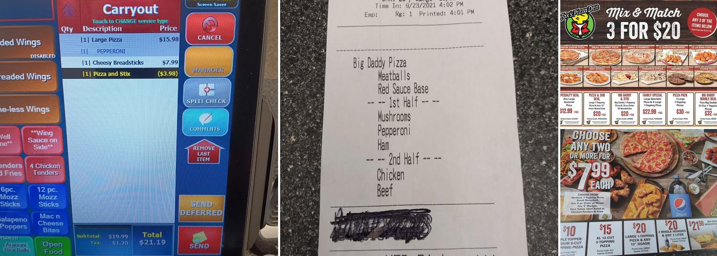 Fox's Pizza Den Menu