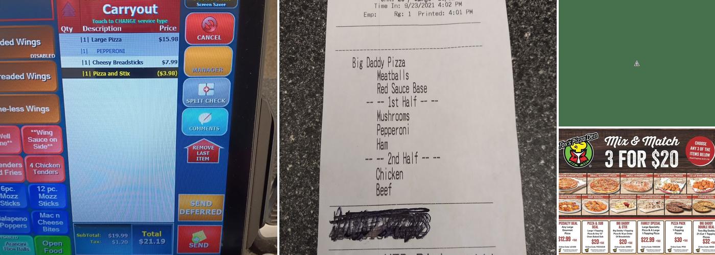 Fox's Pizza Den Menu