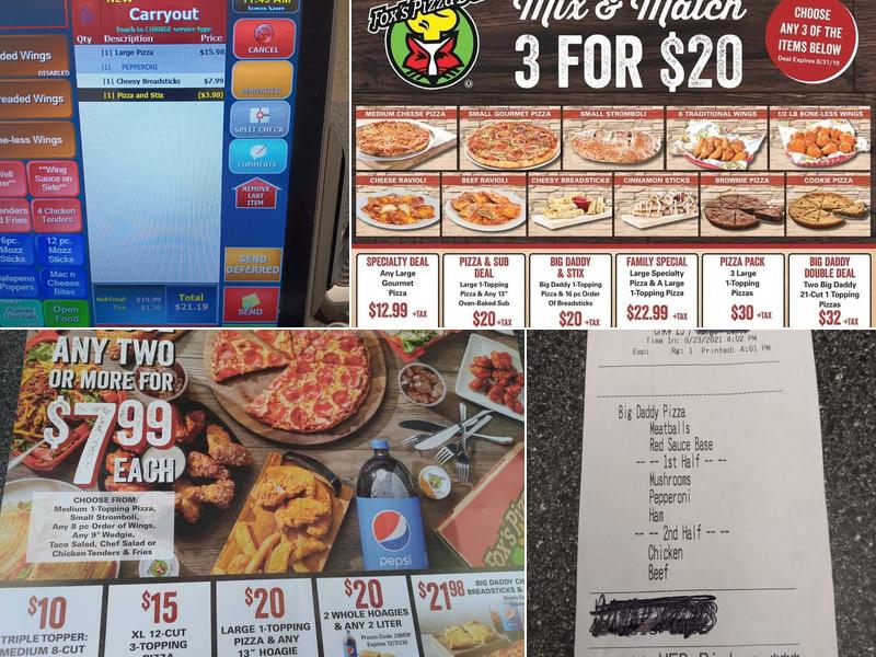 Fox's Pizza Den Menu