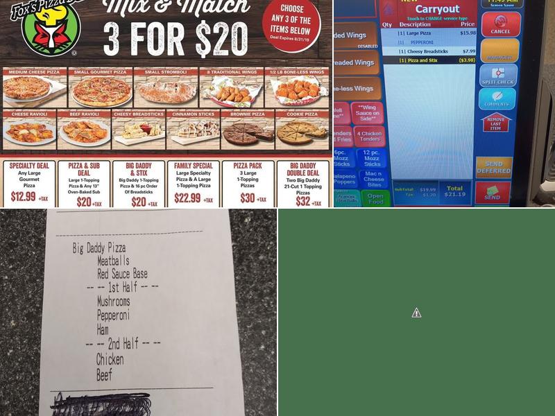 Fox's Pizza Den Menu