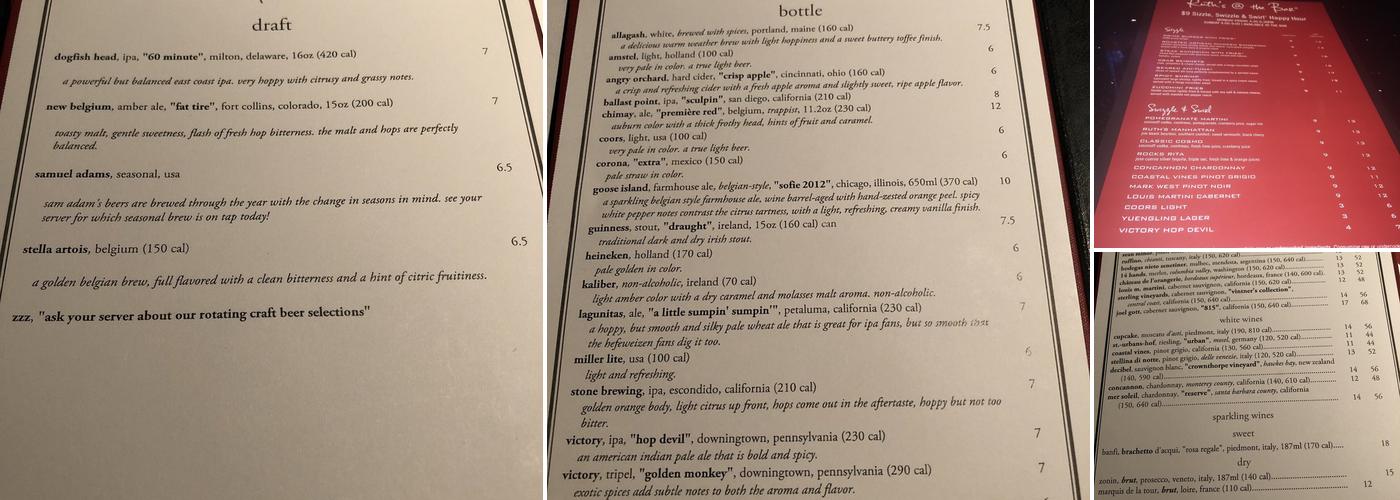 Ruth's Chris Steak House Menu