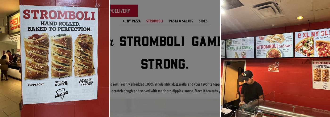 Sbarro Menu