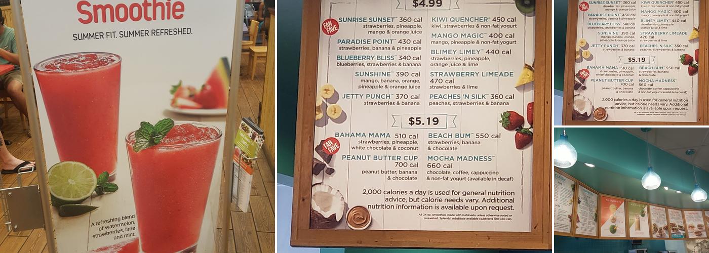 Tropical Smoothie Cafe Menu
