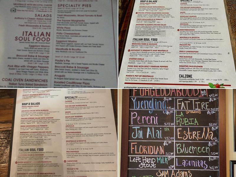 Anthony's Coal Fired Pizza & Wings Menu