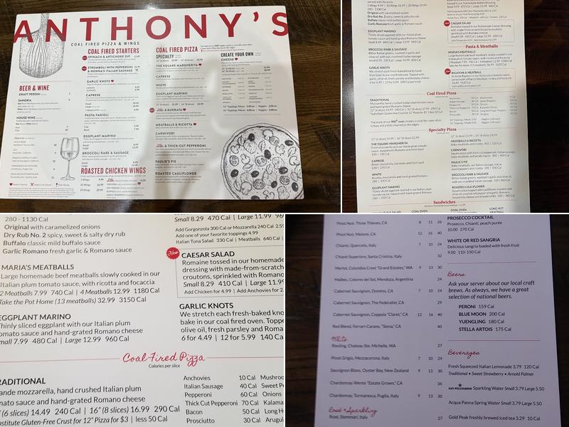 Anthony's Coal Fired Pizza & Wings Menu