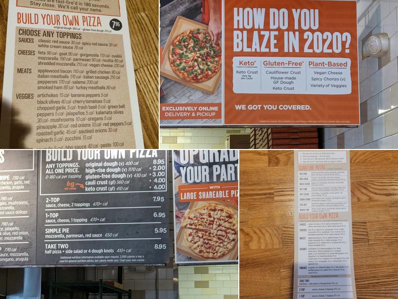 Blaze Pizza Menu