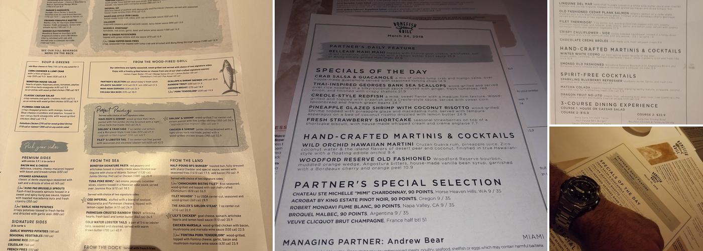 Bonefish Grill Menu