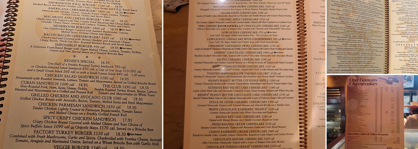The Cheesecake Factory Menu