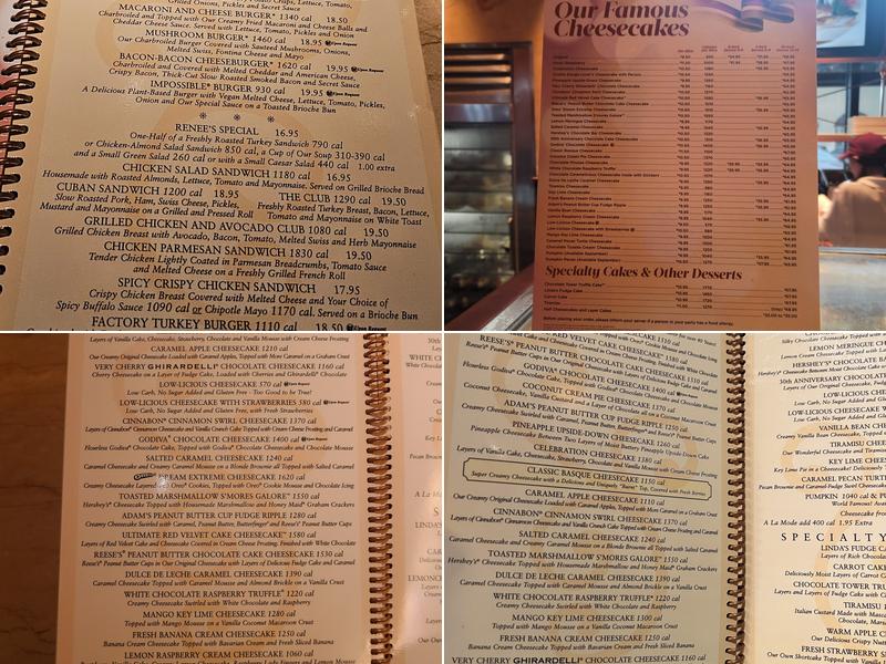 The Cheesecake Factory Menu