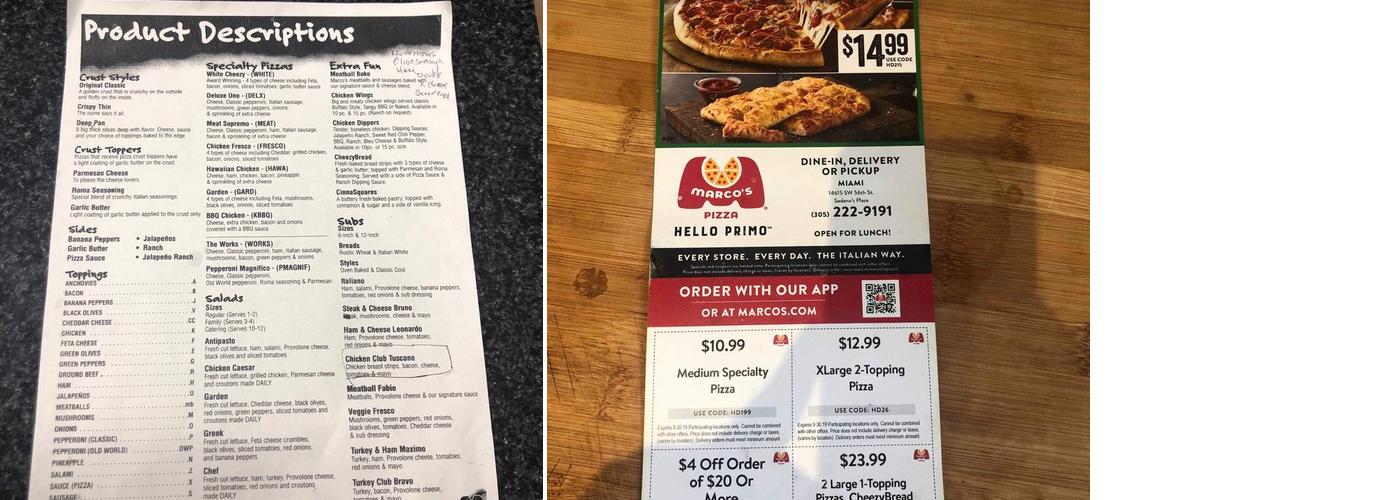 Marco's Pizza Menu