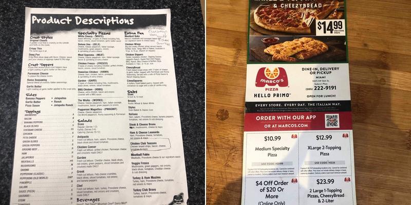 Marco's Pizza Menu