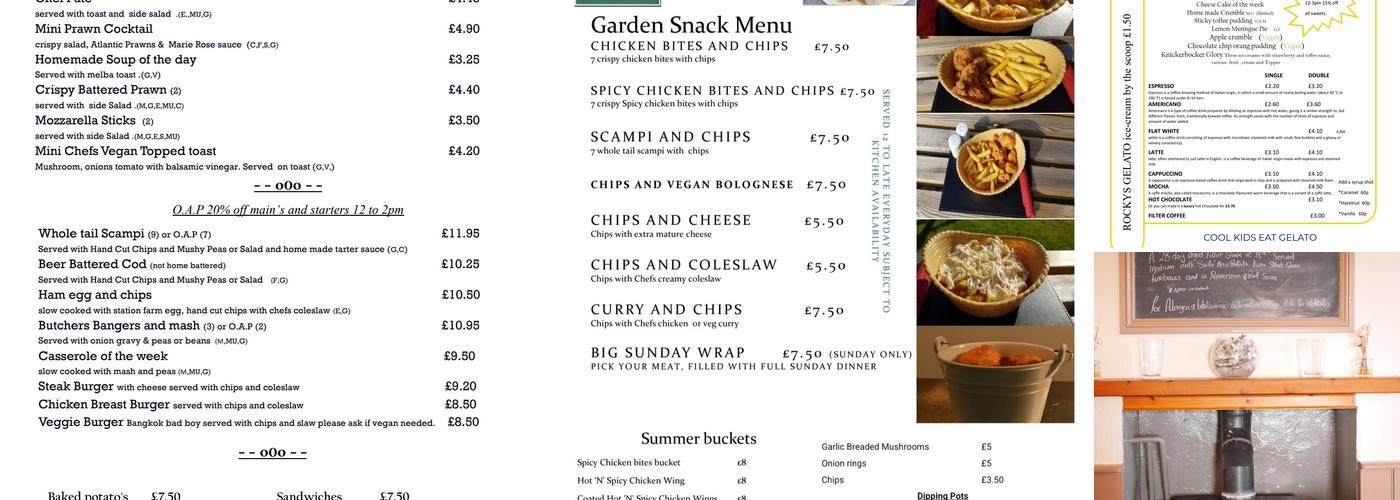 The Overstone, Pytchley Menu