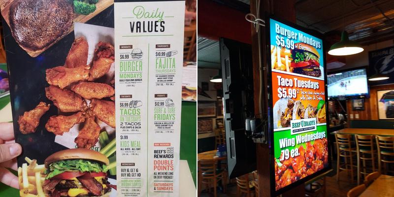 Beef 'O' Brady's Menu