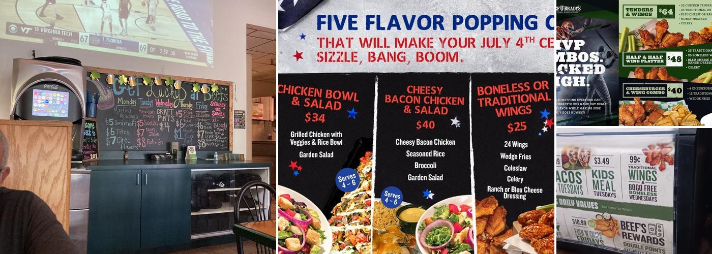 Beef 'O' Brady's Menu