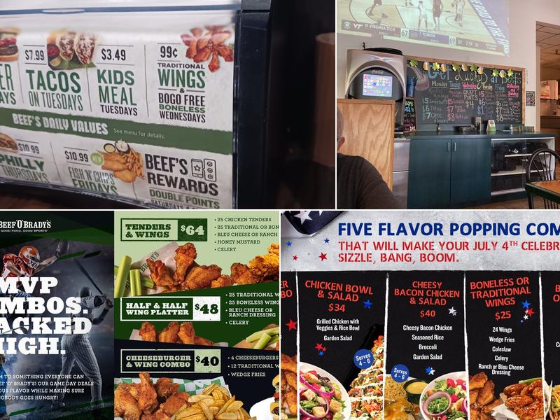 Beef 'O' Brady's Menu