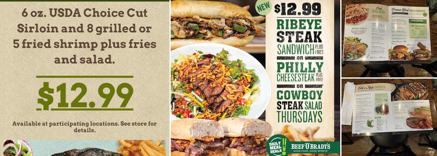 Beef 'O' Brady's Menu