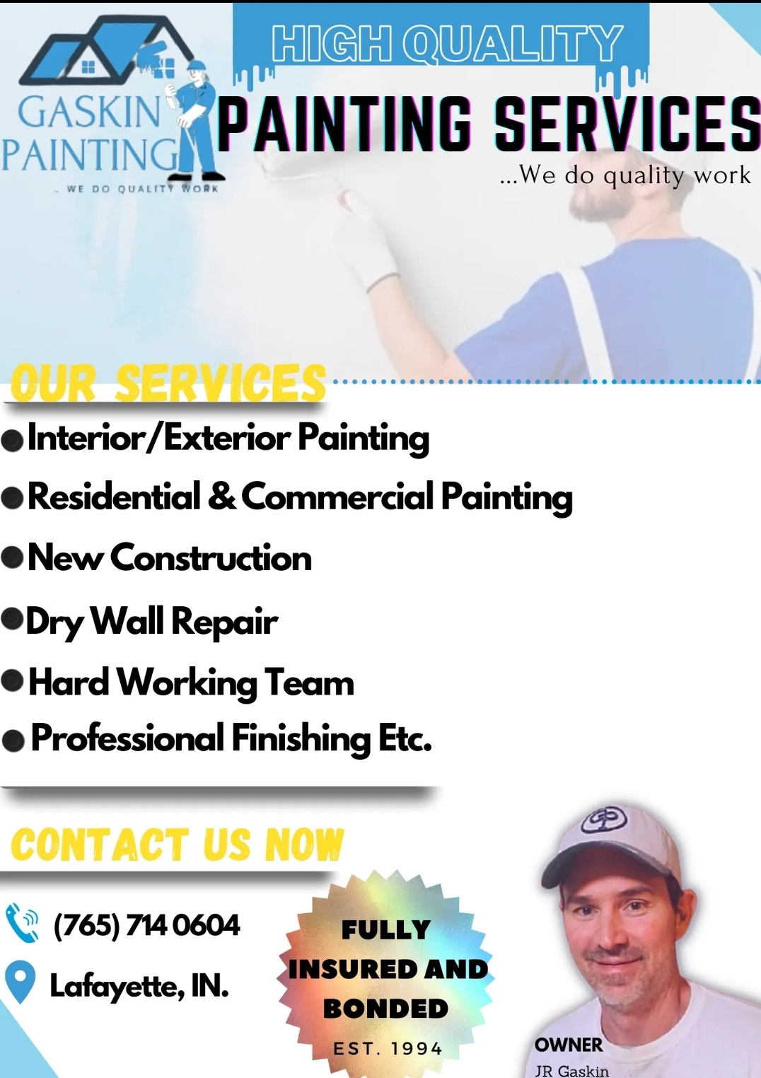Gaskin Painting Services 307 Evergreen Blvd, Linden Indiana 47955