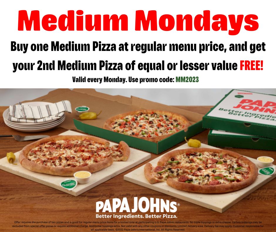 Papa Johns Pizza Menu