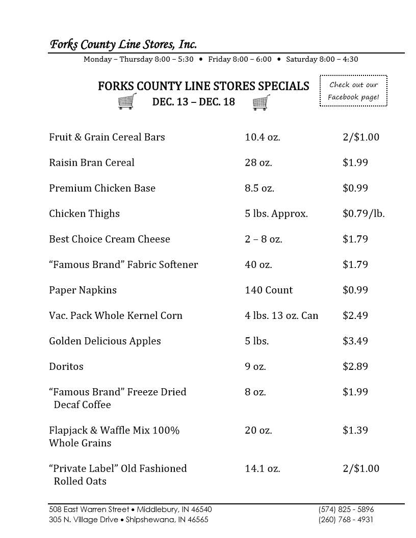FORKS COUNTY LINE STORES Middlebury IN Hours, Directions, Reviews