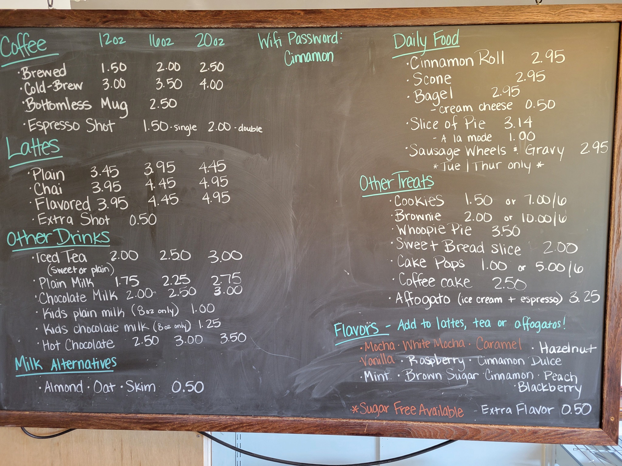 Brea's Bakery Nook Menu