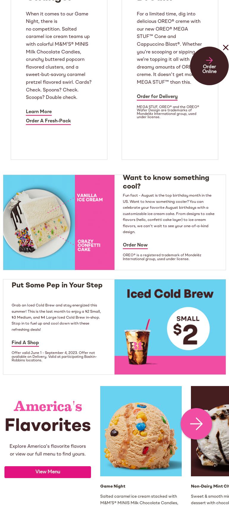 Baskin-Robbins Menu