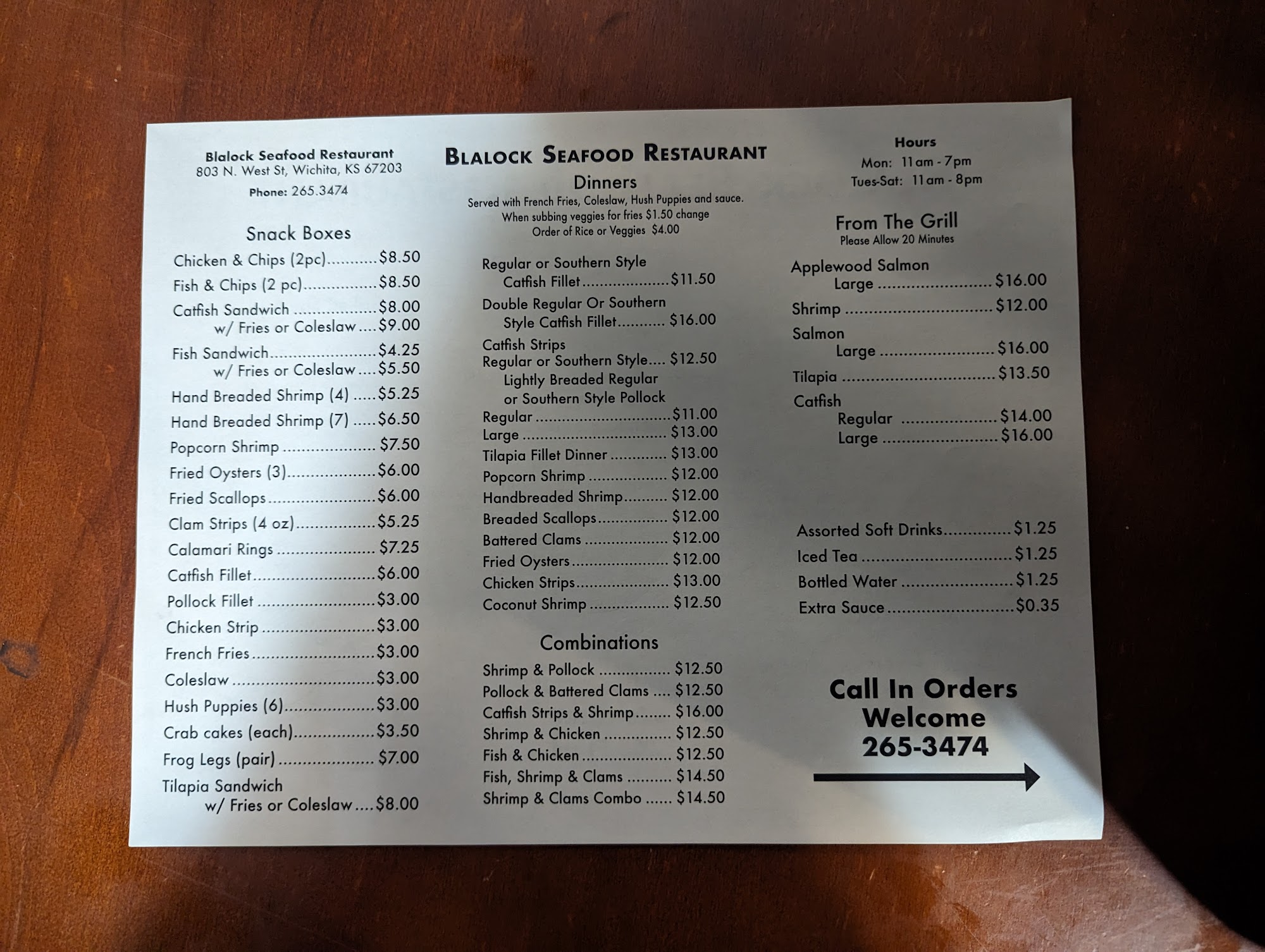 BLALOCK SEAFOOD RESTAURANT, Wichita Menu, Reviews (45), Photos (15